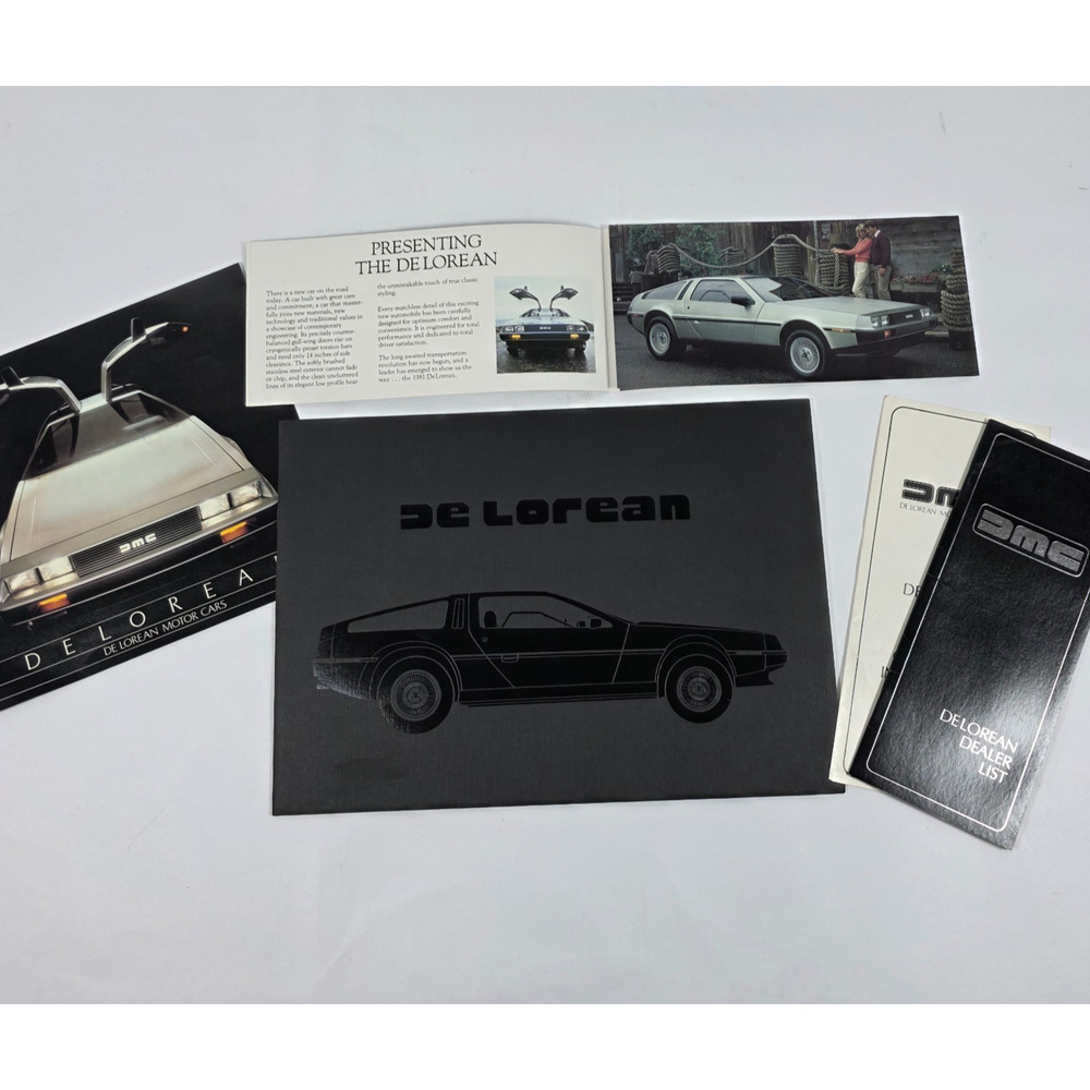 DeLorean DMC Brochure Lot Dealer List Consumer Info 1981 Literature Vintage